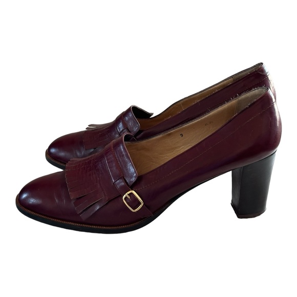 Julianelli Vintage Leather Blocked Heels Librarian Loafers Dress Shoes Size 9AA - Picture 2 of 11